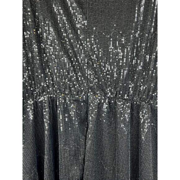 Boohoo Size 18 Sequin Kimono Sleeve Skater Dress Black Cocktail Party - Picture 6 of 14